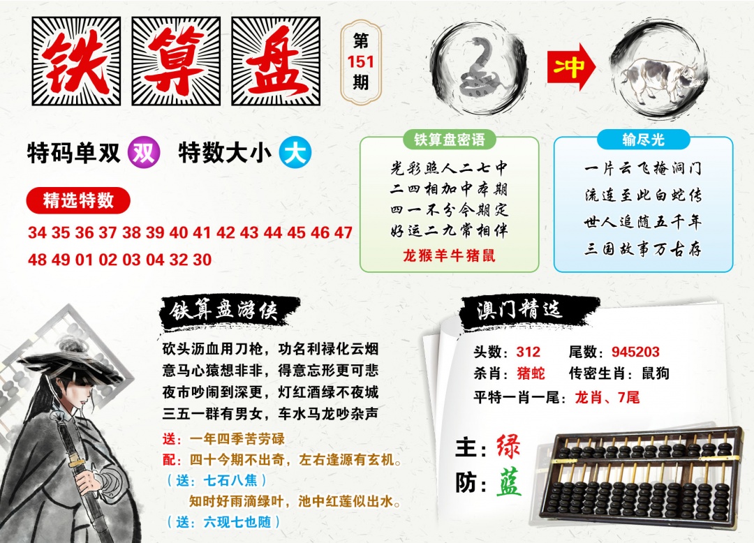 2026151铁算盘预测